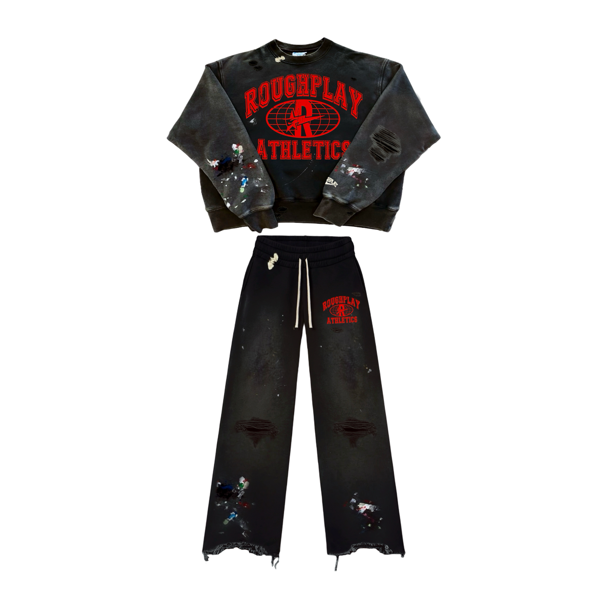 BLACK AND RED CREW NECK SET