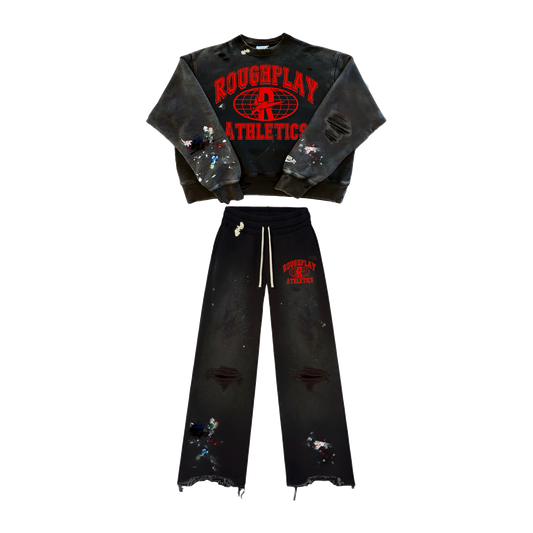 BLACK AND RED CREW NECK SET