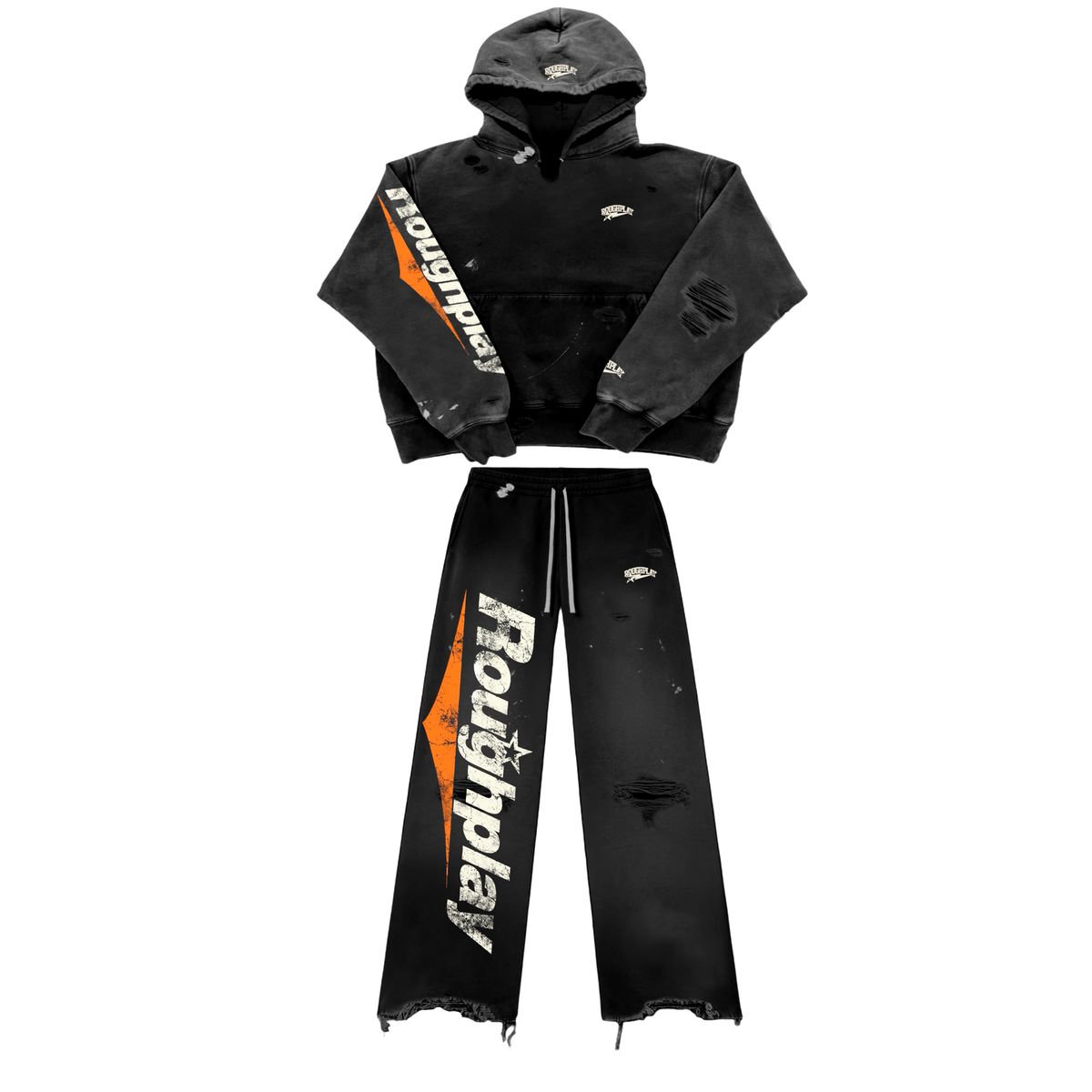BLACK AND ORANGE SWEATSUIT